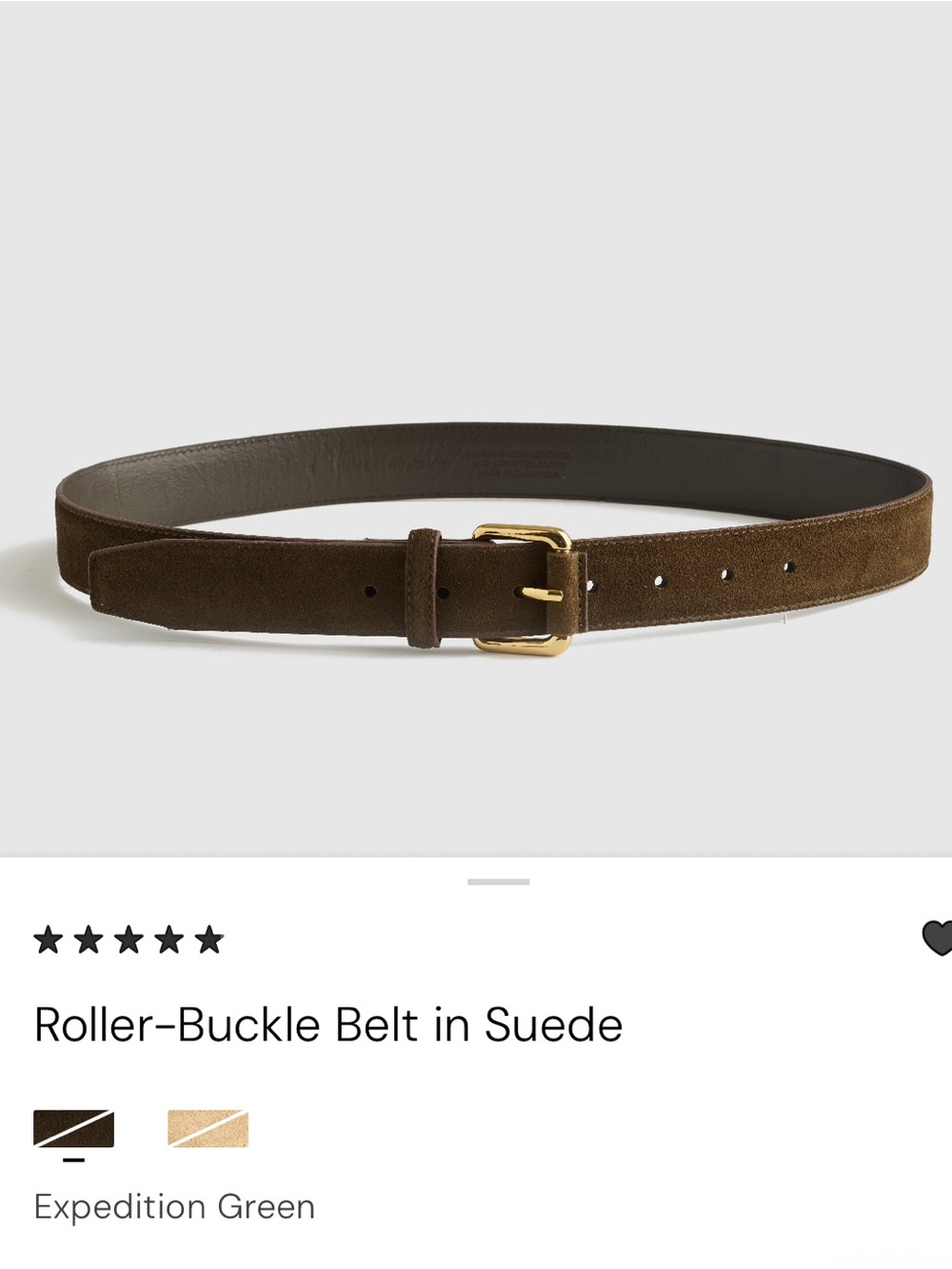 NWT Madewell Roller-Buckle Belt in Suede Leather Belt